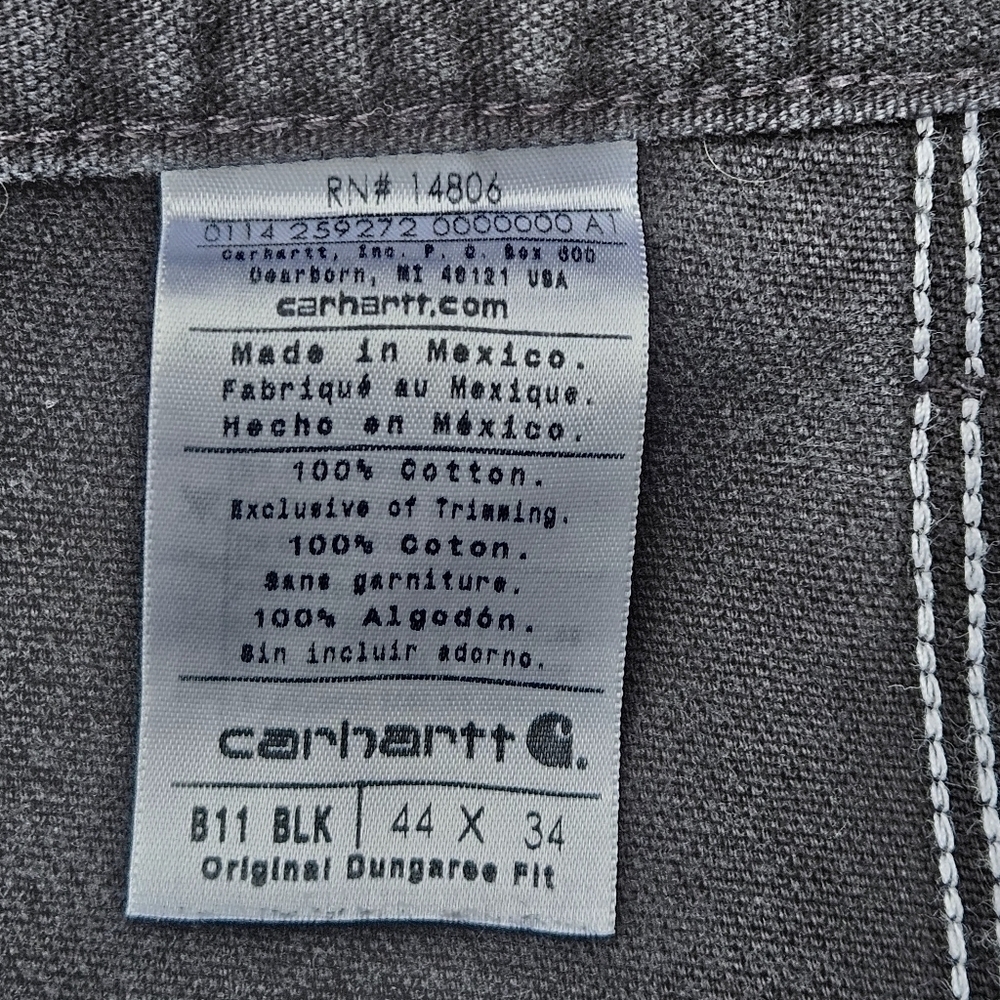 Carhartt Black Duck Canvas Carpenter Pants Original Dungaree Fit B11 BLK 44X34 - Picture 7 of 16